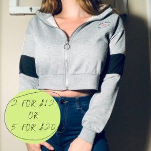 Cropped zip-up sweater